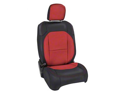 PRP Front Seat Covers; Black and Red (20-25 Jeep Gladiator JT, Excluding Launch Edition & Rubicon)