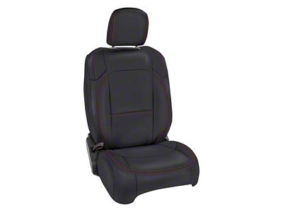 PRP Front Seat Covers; Black with Red Stitching (20-25 Jeep Gladiator JT, Excluding Launch Edition & Rubicon)