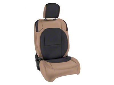 PRP Front Seat Covers; Black and Tan (20-25 Jeep Gladiator JT Launch Edition, Rubicon)