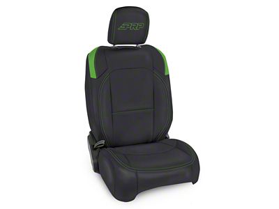 PRP Neoprene Front Seat Covers with MOLLE Back; Black and Green (20-25 Jeep Gladiator JT)