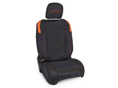 PRP Neoprene Front Seat Covers with Pocket Back; Black and Orange (20-25 Jeep Gladiator JT)