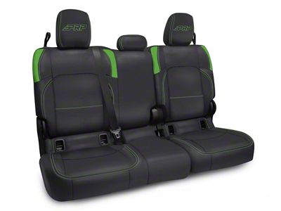 PRP Rear Bench Seat Cover; Black and Green Vinyl (20-25 Jeep Gladiator JT w/ Cloth Seats)