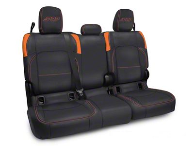 PRP Rear Bench Seat Cover; Black and Orange Vinyl (20-25 Jeep Gladiator JT w/ Cloth Seats)