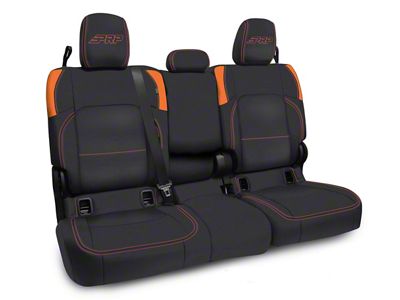 PRP Rear Bench Seat Cover; Black and Orange Vinyl (20-25 Jeep Gladiator JT w/ Leather Seats)