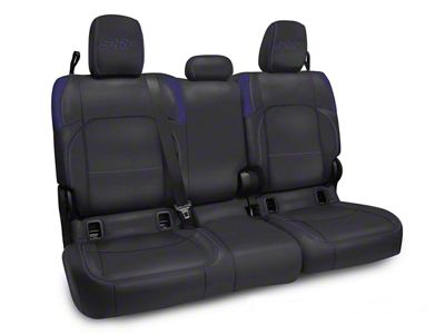 PRP Rear Bench Seat Cover; Black and Purple Vinyl (20-25 Jeep Gladiator JT w/ Cloth Seats)