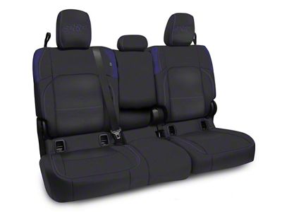 PRP Rear Bench Seat Cover; Black and Purple Vinyl (20-25 Jeep Gladiator JT w/ Leather Seats)