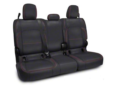 PRP Rear Bench Seat Cover; Black with Red Stitching (20-25 Jeep Gladiator JT w/ Cloth Interior)