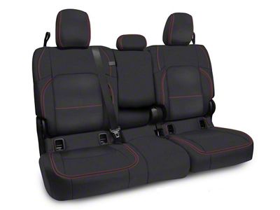 PRP Rear Bench Seat Cover; Black with Red Stitching (20-25 Jeep Gladiator JT w/ Leather Interior)