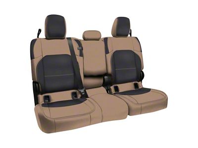 PRP Rear Bench Seat Cover; Black and Tan (20-25 Jeep Gladiator JT w/ Leather Interior)
