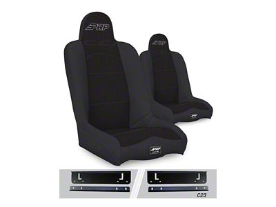 PRP Daily Driver High Back Suspension Seat and Mount Kit; Black (97-02 Jeep Wrangler TJ)