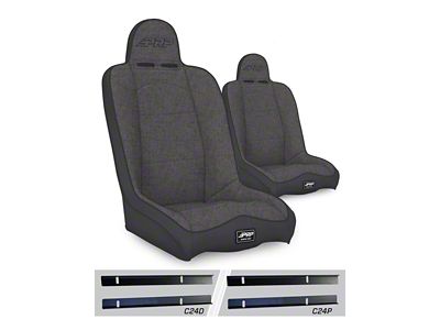 PRP Daily Driver High Back Suspension Seat and Mount Kit; Gray (03-06 Jeep Wrangler TJ)