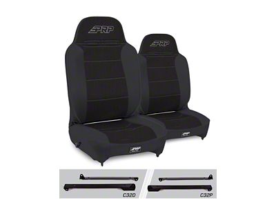 PRP Enduro High Back Reclining Suspension Seat and Mount Kit; Black (76-95 Jeep CJ7 & Wrangler YJ)