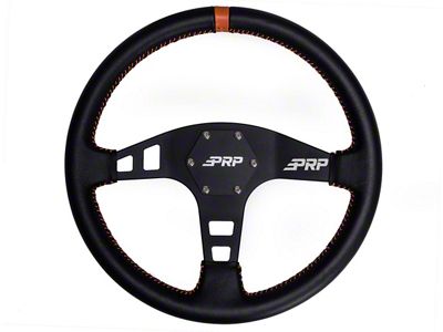 PRP Flat Leather Steering Wheel; Orange (Universal; Some Adaptation May Be Required)