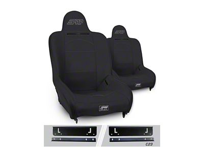 PRP Premier High Back Suspension Seat and Mount Kit; Black Tweed and Vinyl (97-02 Jeep Wrangler TJ)