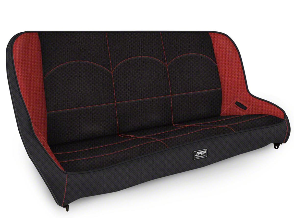 PRP Jeep CJ7/YJ Low Back Rear Bench - Black/Red