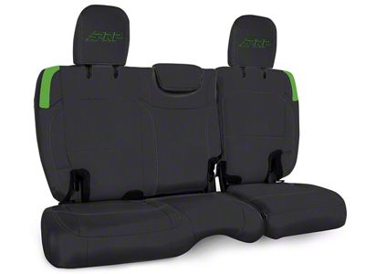 PRP Rear Bench Seat Cover; Black and Green Vinyl (18-25 Jeep Wrangler JL 4-Door w/ Cloth Seats)