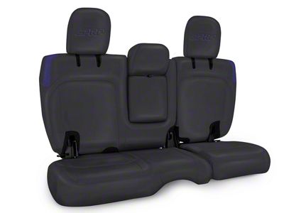 PRP Rear Bench Seat Cover; Black and Purple Vinyl (18-25 Jeep Wrangler JL 4-Door w/ Leather Seats)