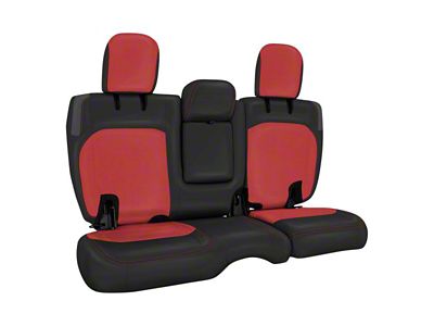 PRP Rear Bench Seat Cover; Black and Red (18-25 Jeep Wrangler JL 4-Door w/ Leather Interior)