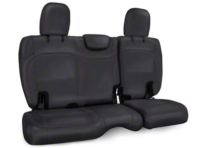 PRP Rear Bench Seat Cover; Black with Red Stitching (18-25 Jeep Wrangler JL 4-Door w/ Cloth Interior)