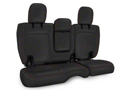 PRP Rear Bench Seat Cover; Black with Red Stitching (18-25 Jeep Wrangler JL 4-Door w/ Leather Interior)