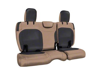 PRP Rear Bench Seat Cover; Black and Tan (18-25 Jeep Wrangler JL 4-Door w/ Cloth Interior)