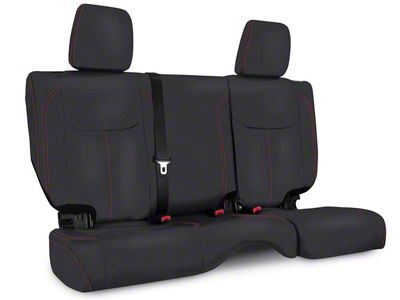 PRP Rear Seat Cover; Black with Red Stitching (13-18 Jeep Wrangler JK 2-Door)