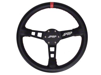 PRP Deep Dish Leather Steering Wheel; Red (Universal; Some Adaptation May Be Required)