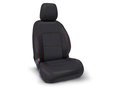 PRP Front Seat Covers; Black with Red Stitching (16-23 Tacoma w/o Electric Seat Adjusters)