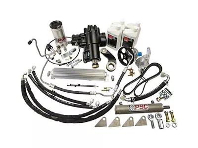 PSC Motorsports Cylinder Assist Steering Kit for 6.75-Inch Lock to Lock Front Axle and 1.75-Inch Tie Rod Clamp (12-18 3.6L Jeep Wrangler JK)