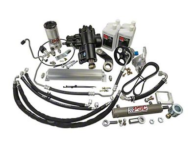 PSC Motorsports Cylinder Assist Steering Kit for OE Front Axle and 1.50-Inch Offset Bore Tie Rod Clamp (12-18 3.6L Jeep Wrangler JK)