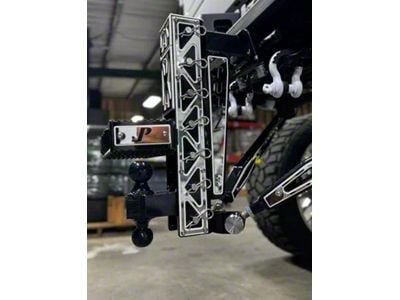 Pul-Z Baller Hauler 2-Inch Receiver Hitch Dual-Ball Mount with Stabilizer Kit and Triangle Stainless Overlays; Intermediate 6-Hole; 12-Inch Drop; Black (Universal; Some Adaptation May Be Required)