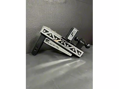Pul-Z Baller Hauler 2.50-Inch Receiver Hitch Dual-Ball Mount with Stabilizer Kit and Triangle Stainless Overlays; Intermediate 5-Hole; 9-Inch Drop; Black (Universal; Some Adaptation May Be Required)