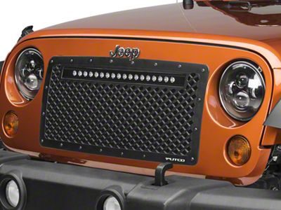 Putco Boss Replacement Grille with 20-Inch Luminix LED Light Bar; Black (07-18 Jeep Wrangler JK)