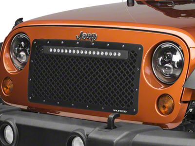 Putco Designer FX Replacement Grille with 20-Inch LED Luminix Light Bar; Black (07-18 Jeep Wrangler JK)
