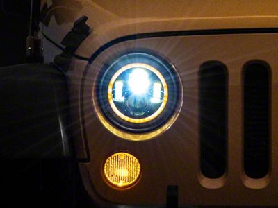 Quake LED Tempest 7-Inch RGB Headlights and 4-Inch RGB LED Fog Lights; Black Housing; Clear Lens (76-86 Jeep CJ5 & CJ7; 97-18 Jeep Wrangler TJ & JK)