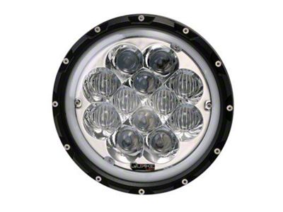 Quake LED 7-Inch Spider Eye Headlights with DRL Halo and RGB Accents; Chrome Housing; Clear Lens (76-86 Jeep CJ5 & CJ7; 97-18 Jeep Wrangler TJ & JK)