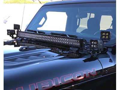 Quake LED A-Pillar Dual Pods and 42-Inch Cowl Light Bar Mounting Brackets (18-25 Jeep Wrangler JL, Excluding 4xe)