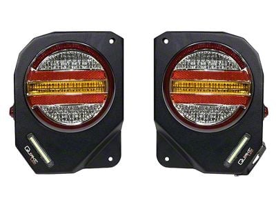 Quake LED Metal Tek LED Tail Lights; Black Housing; Clear Lens (07-18 Jeep Wrangler JK)