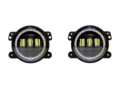 Quake LED Tempest 4-Inch Fog Lights with HD RGB Accent; Black (76-86 Jeep CJ5 & CJ7; 97-18 Jeep Wrangler TJ & JK)