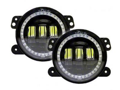 Quake LED Tempest 4-Inch Fog Lights with White DRL Halo and Amber Turn Signal (76-86 Jeep CJ5 & CJ7; 97-18 Jeep Wrangler TJ & JK)