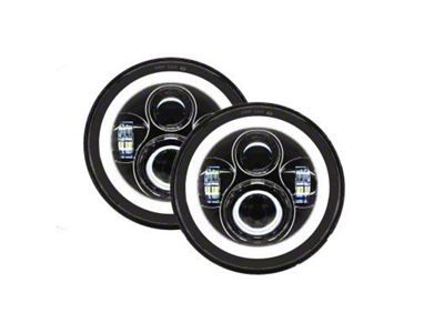Quake LED Tempest 7-Inch Headlights with HD RGB Accent; Black Housing; Clear Lens (76-86 Jeep CJ5 & CJ7; 97-18 Jeep Wrangler TJ & JK)