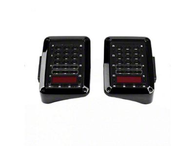 Quake LED Tempest Series 6x8-Inch Blackout Tail Light; Black Housing; Clear Lens (07-18 Jeep Wrangler JK)