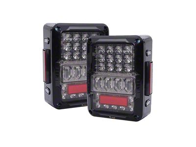 Quake LED White Out LED Tail Lights; Black Housing; Clear Lens (07-18 Jeep Wrangler JK)