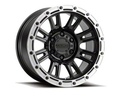 Raceline Compass Satin Black with Silver Ring 6-Lug Wheel; 17x9; -12mm Offset (24-25 Tacoma)