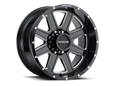 Raceline Hostage Gloss Black Milled 6-Lug Wheel; 20x10; -19mm Offset (24-25 Tacoma)