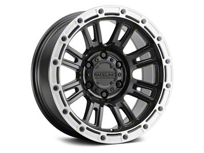 Raceline Compass Satin Black with Silver Ring 6-Lug Wheel; 17x8.5; 0mm Offset (22-25 Bronco Raptor)