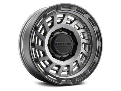Raceline Halo Gunmetal with Black Ring 6-Lug Wheel; 17x8.5; 0mm Offset (22-25 Bronco Raptor)