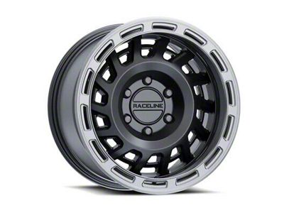 Raceline Halo Satin Black with Silver Ring 6-Lug Wheel; 17x9; -12mm Offset (21-25 Bronco, Excluding Raptor)
