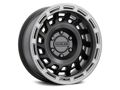 Raceline Halo Satin Black with Silver Ring 6-Lug Wheel; 17x9; -12mm Offset (22-25 Bronco Raptor)