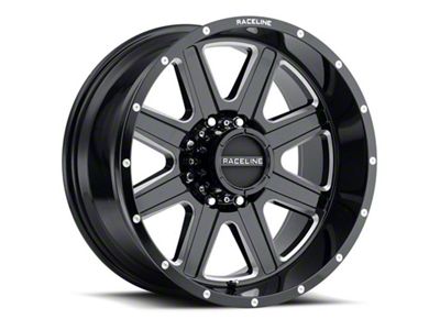 Raceline Hostage Gloss Black Milled 6-Lug Wheel; 18x9; 12mm Offset (21-25 Bronco, Excluding Raptor)